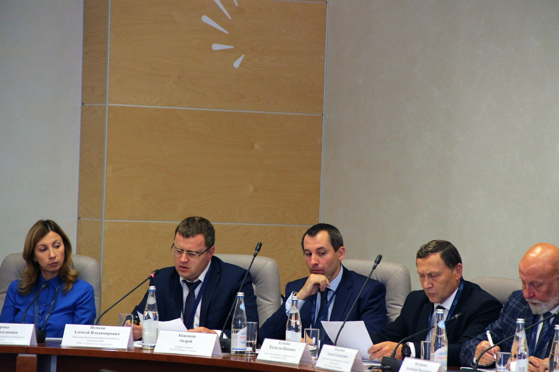Алексей Немков (второй слева) выступает с докладом
